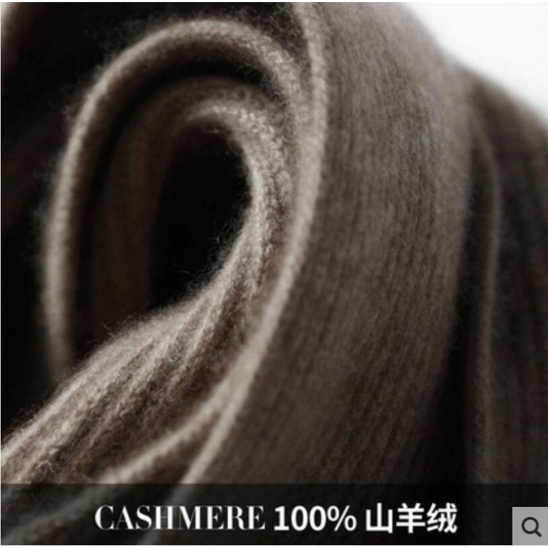 100%Cashmere Scarf Women Men Solid Color Warm Winter Scarfs Khaki